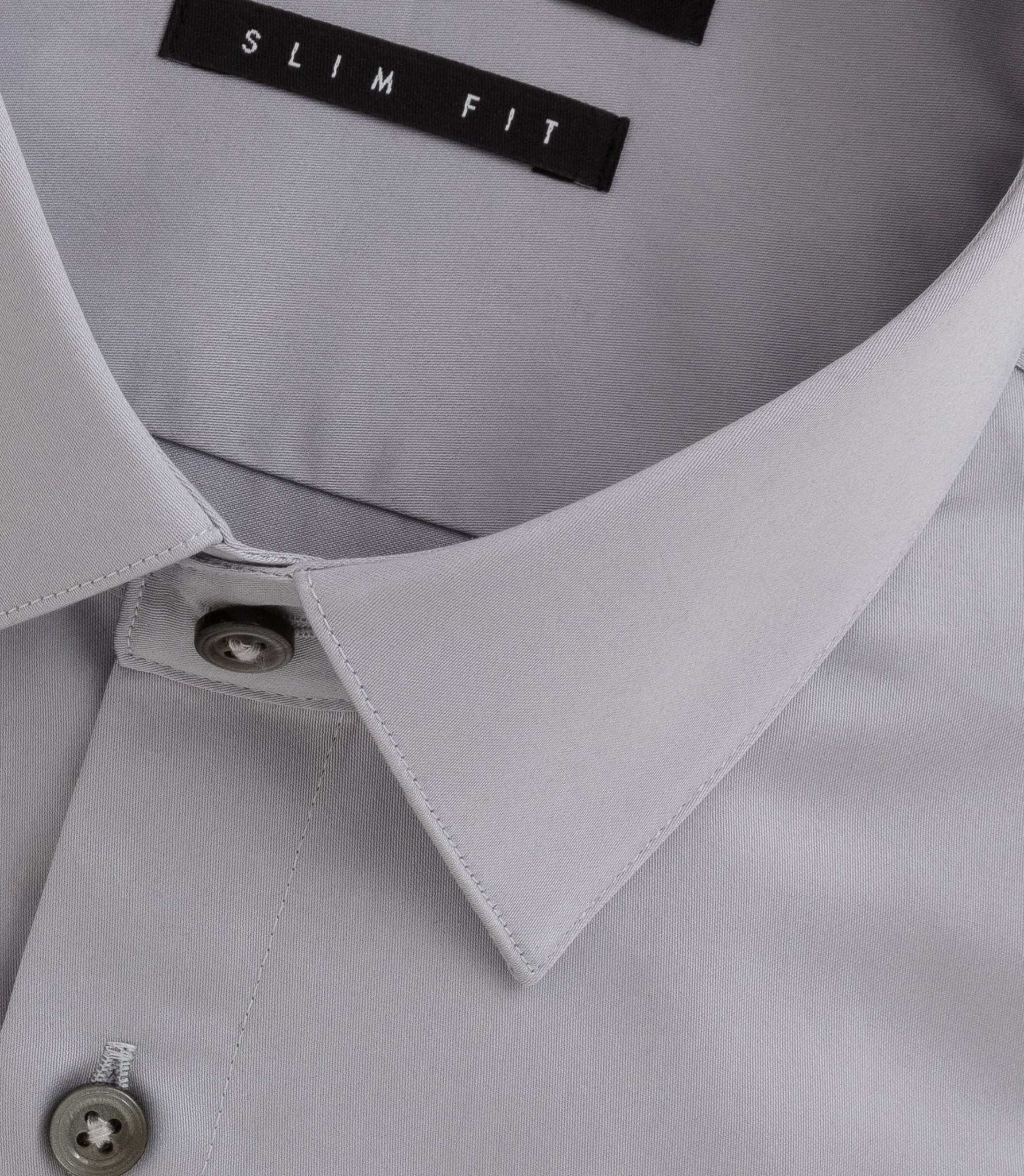 Chemise satin slim gris - clair "Satinslim coton" - IZAC