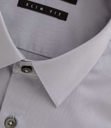 Chemise satin slim gris - clair "Satinslim coton" - IZAC