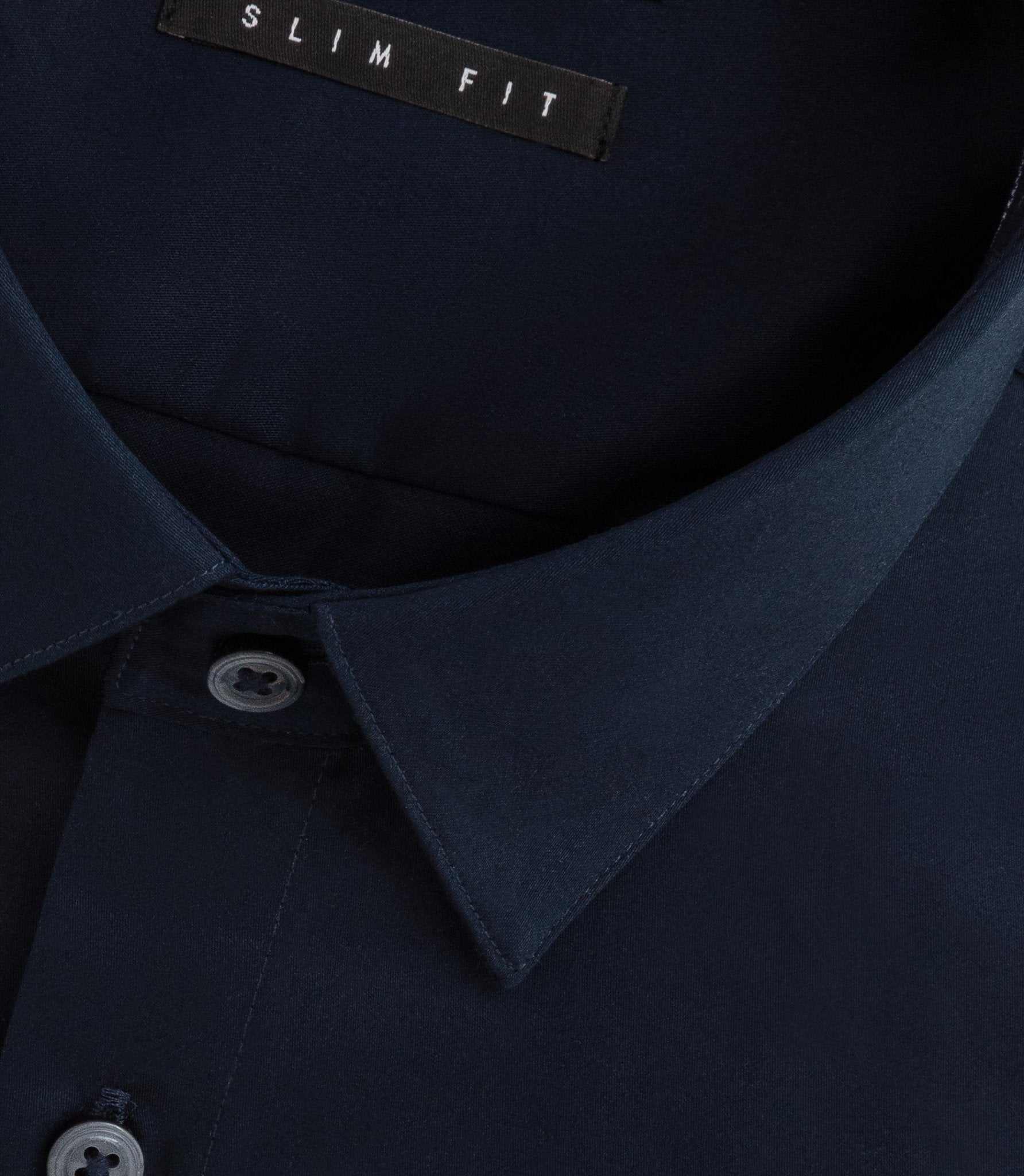 Chemise satin slim marine "Satinslim coton" - IZAC