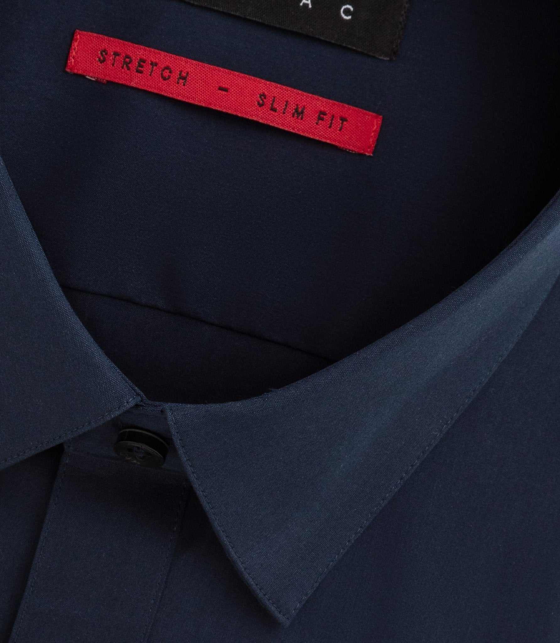 Chemise unie en popeline stretch marine MALTE2 - IZAC