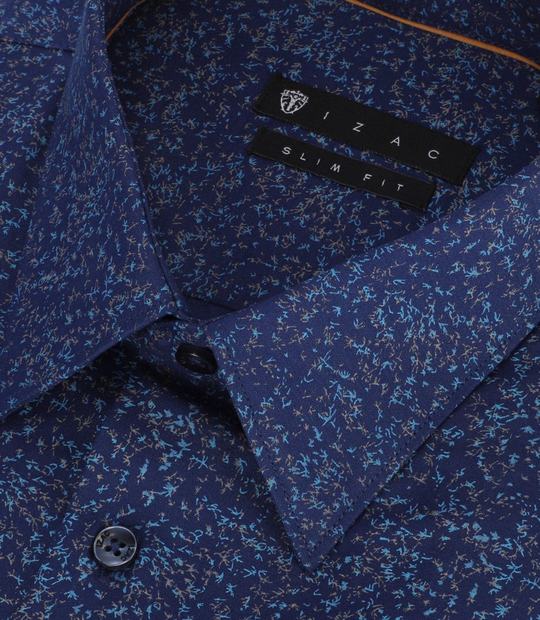 Chemise imprimée micro motifs marine et beige PENTI - IZAC