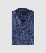 Chemise imprimée micro motifs marine et gris PENTI - IZAC