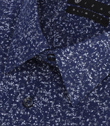 Chemise imprimée micro motifs marine et gris PENTI - IZAC