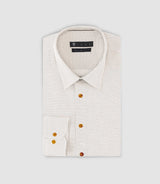 Chemise slim imprimée micro motifs beige et camel PERLE - IZAC