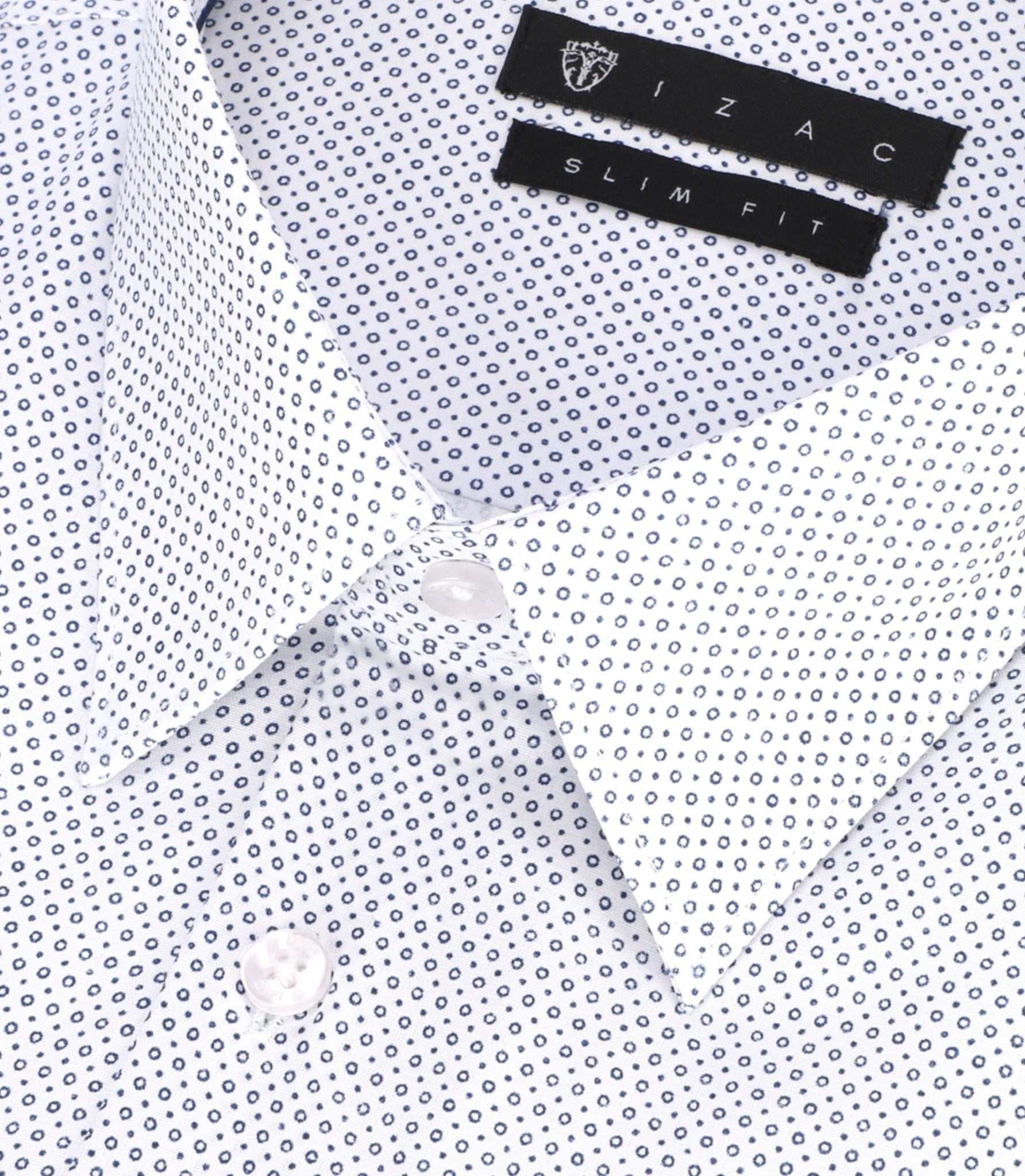Chemise slim imprimée micro motifs blanche et bleu PERLE - IZAC