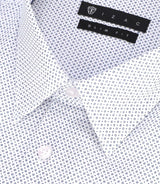 Chemise slim imprimée micro motifs blanche et bleu PERLE - IZAC