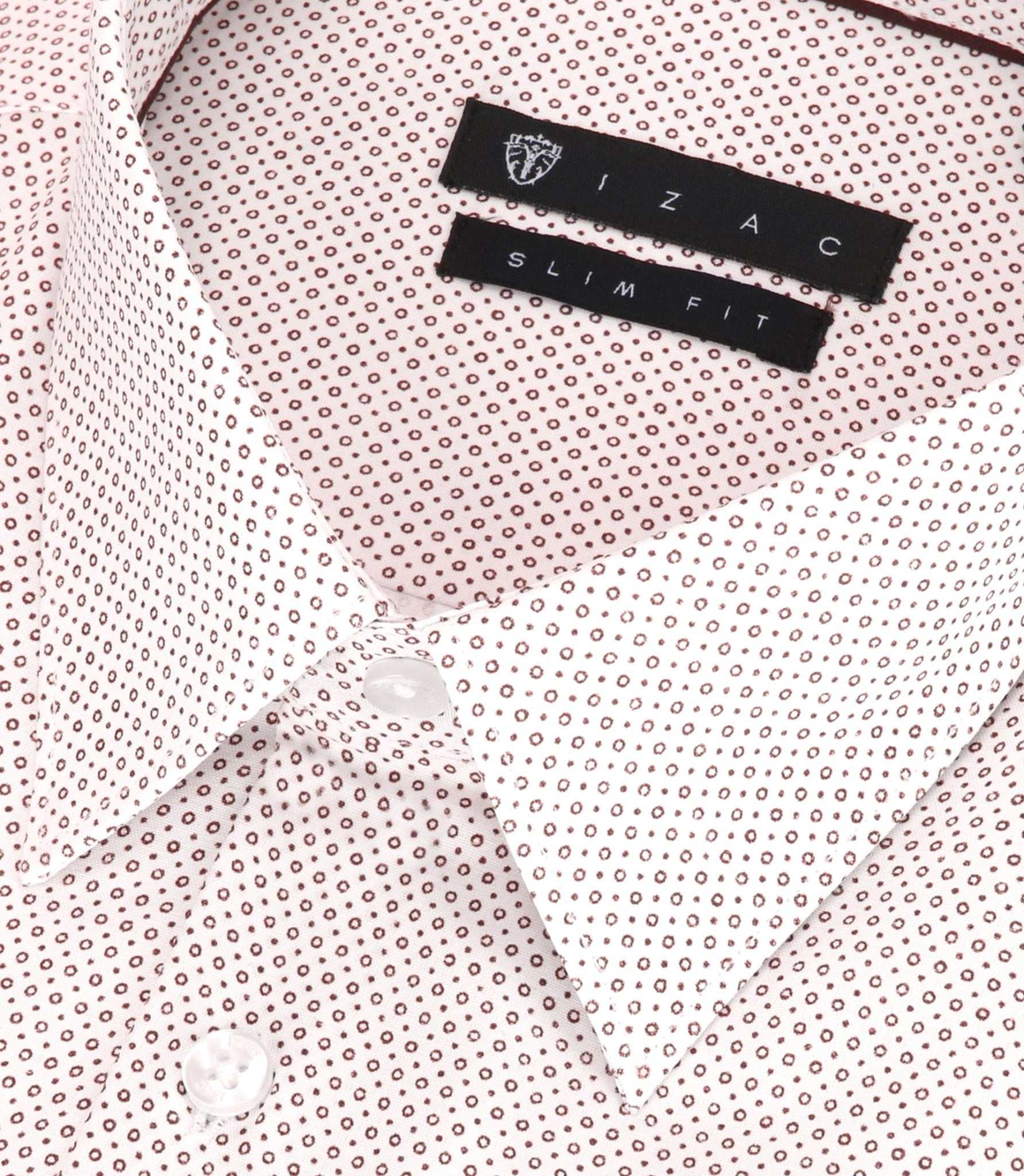 Chemise slim imprimée micro motifs blanche et bordeaux PERLE - IZAC