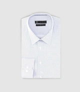 Chemise slim imprimée micro motifs blanc et marine PERLE - IZAC