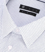 Chemise slim imprimée micro motifs blanc et marine PERLE - IZAC
