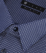 Chemise slim imprimée micro motifs marine et blanc PERLE - IZAC