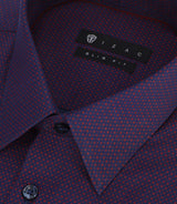 Chemise slim imprimée micro motifs marine et rouge PERLE - IZAC