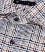 Chemise tissée à carreaux marine et orange PERRIN - IZAC