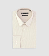 Chemise slim imprimée micro motifs blanche et beige PRESTO - IZAC