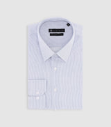Chemise slim imprimée micro motifs blanche et bleue PRESTO - IZAC