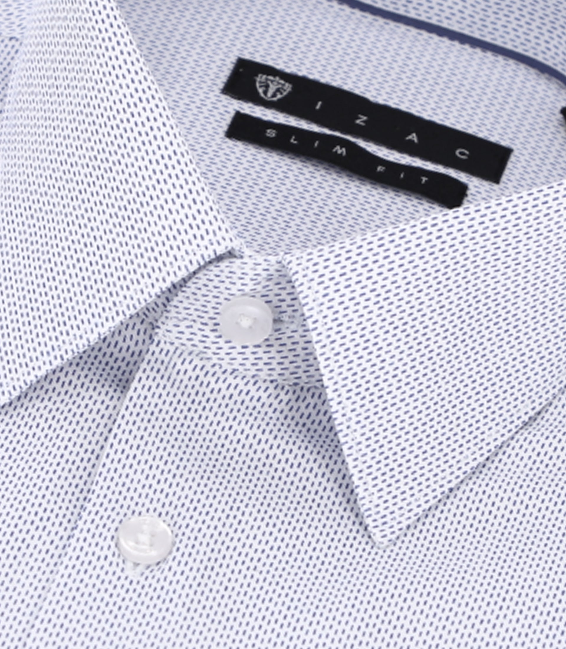 Chemise slim imprimée micro motifs blanche et bleue PRESTO - IZAC