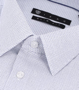 Chemise slim imprimée micro motifs blanche et bleue PRESTO - IZAC