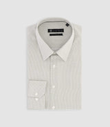 Chemise slim imprimée micro motifs blanche et kaki PRESTO - IZAC