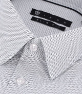 Chemise slim imprimée micro motifs blanche et marine PRESTO - IZAC