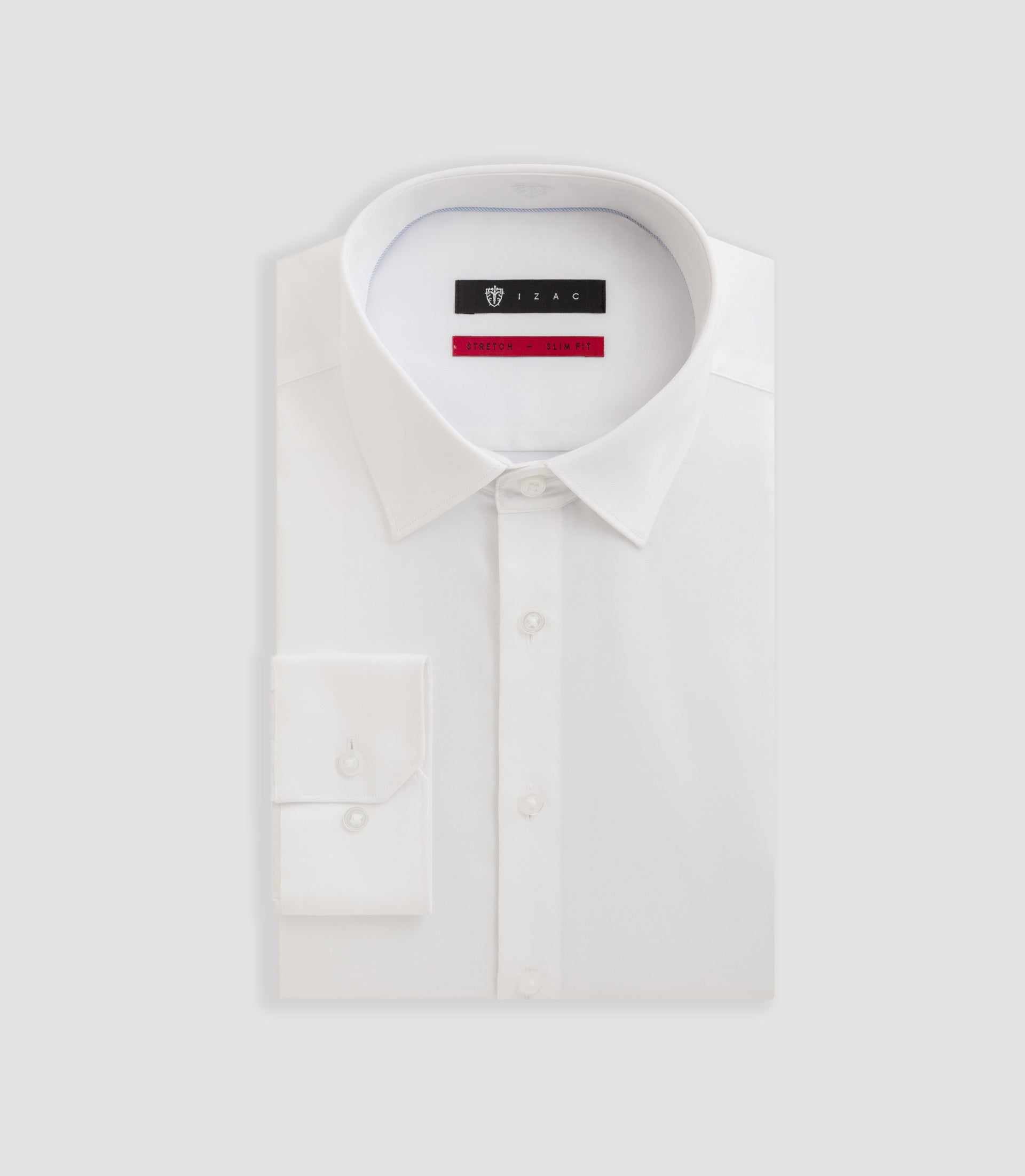 Chemise en satin stretch blanche SASTRETCHBASIC - IZAC
