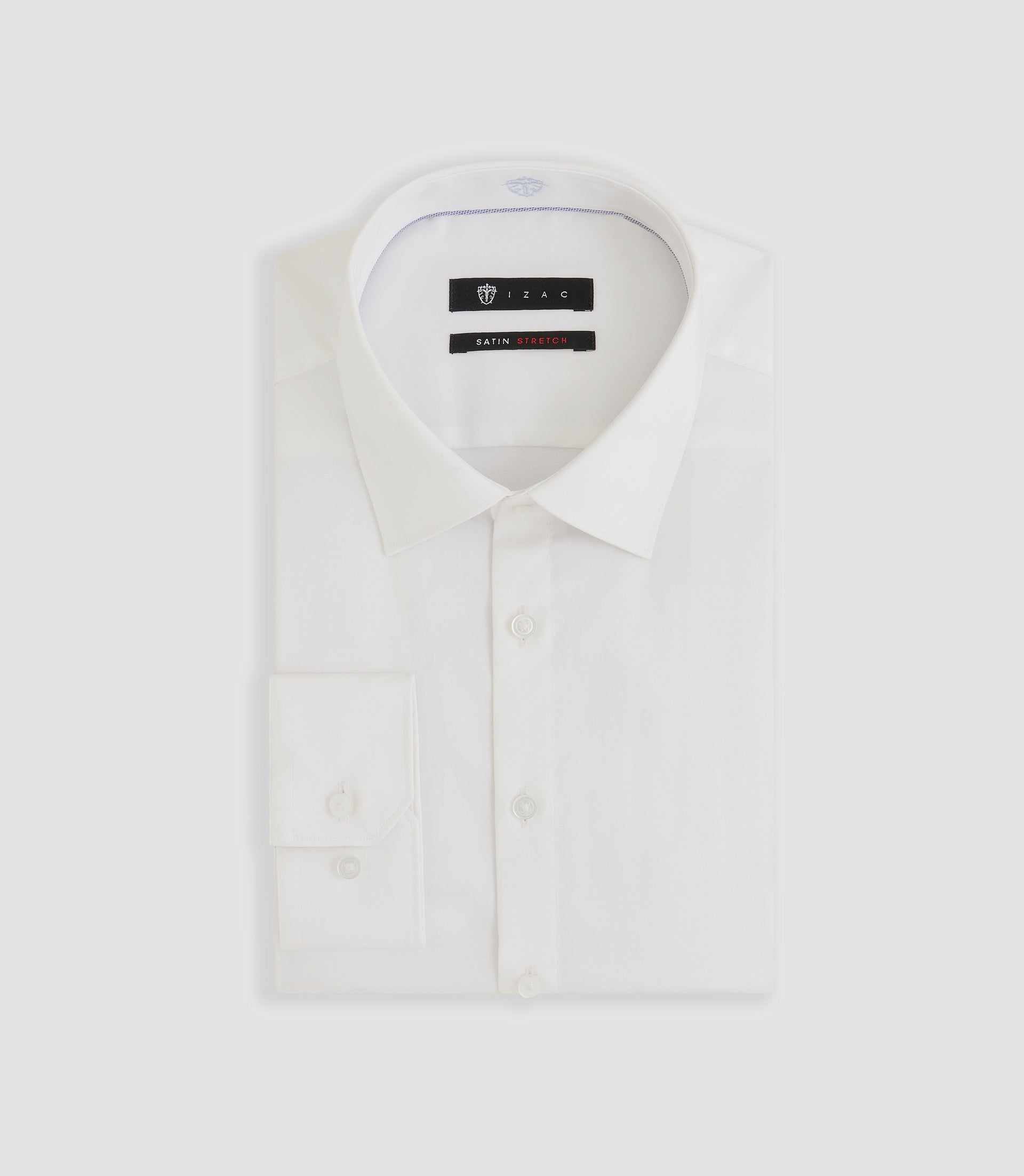 Chemise regular en satin stretch blanche SASTRETCHBASBT - IZAC