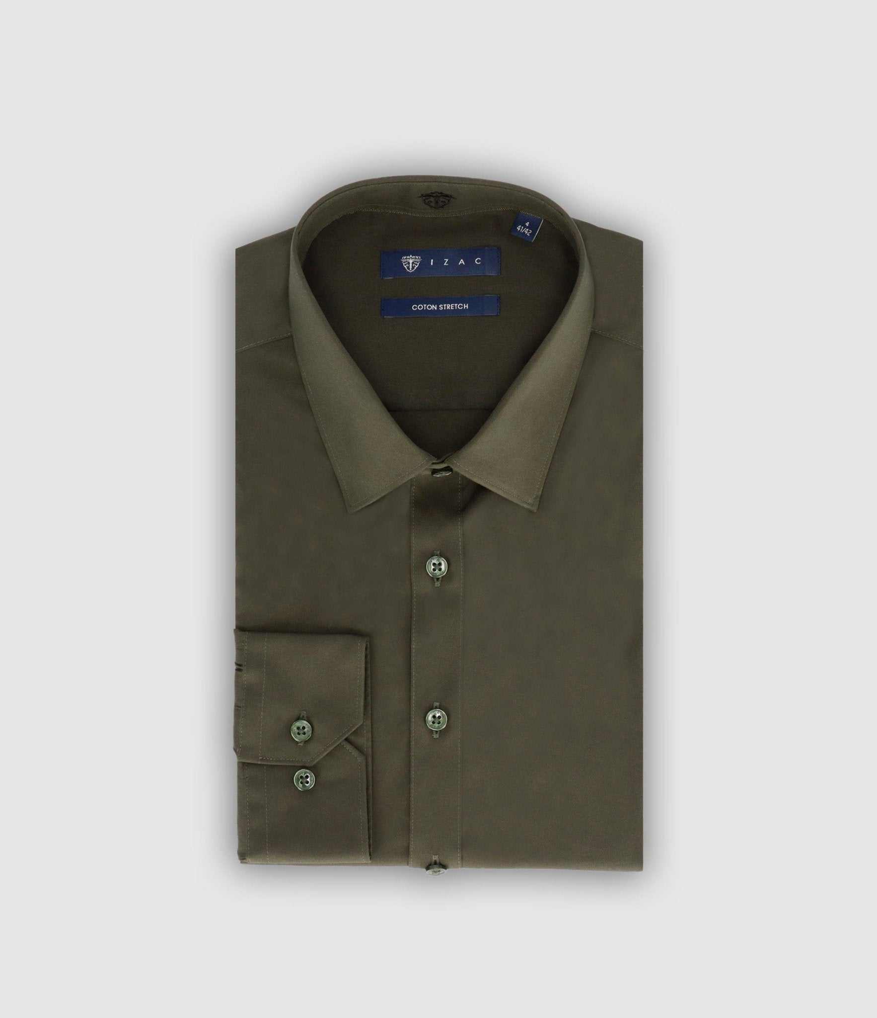 Chemise slim kaki foncé MALTE - IZAC