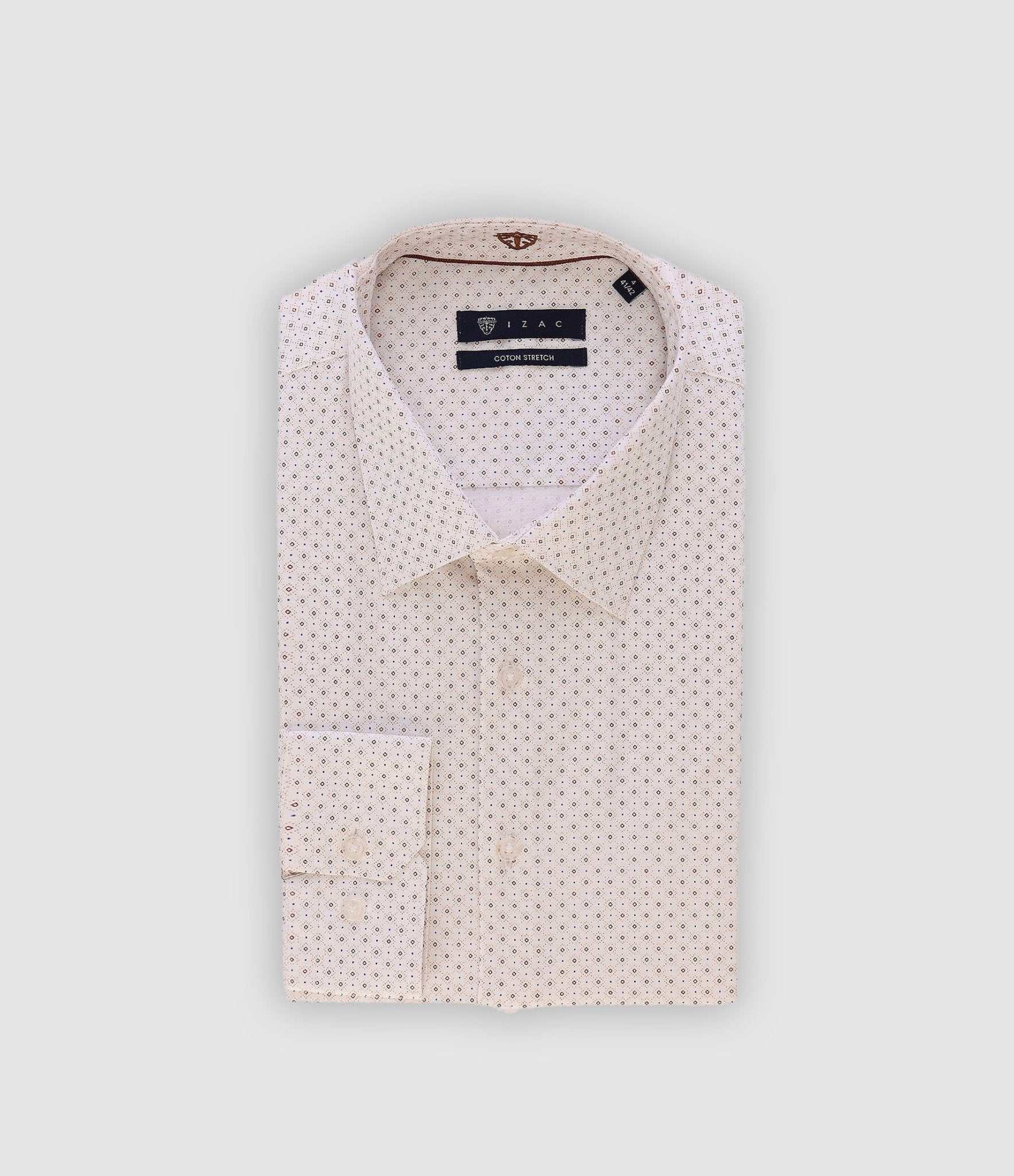 Chemise ville imprimée blanc marron PAIGE - IZAC