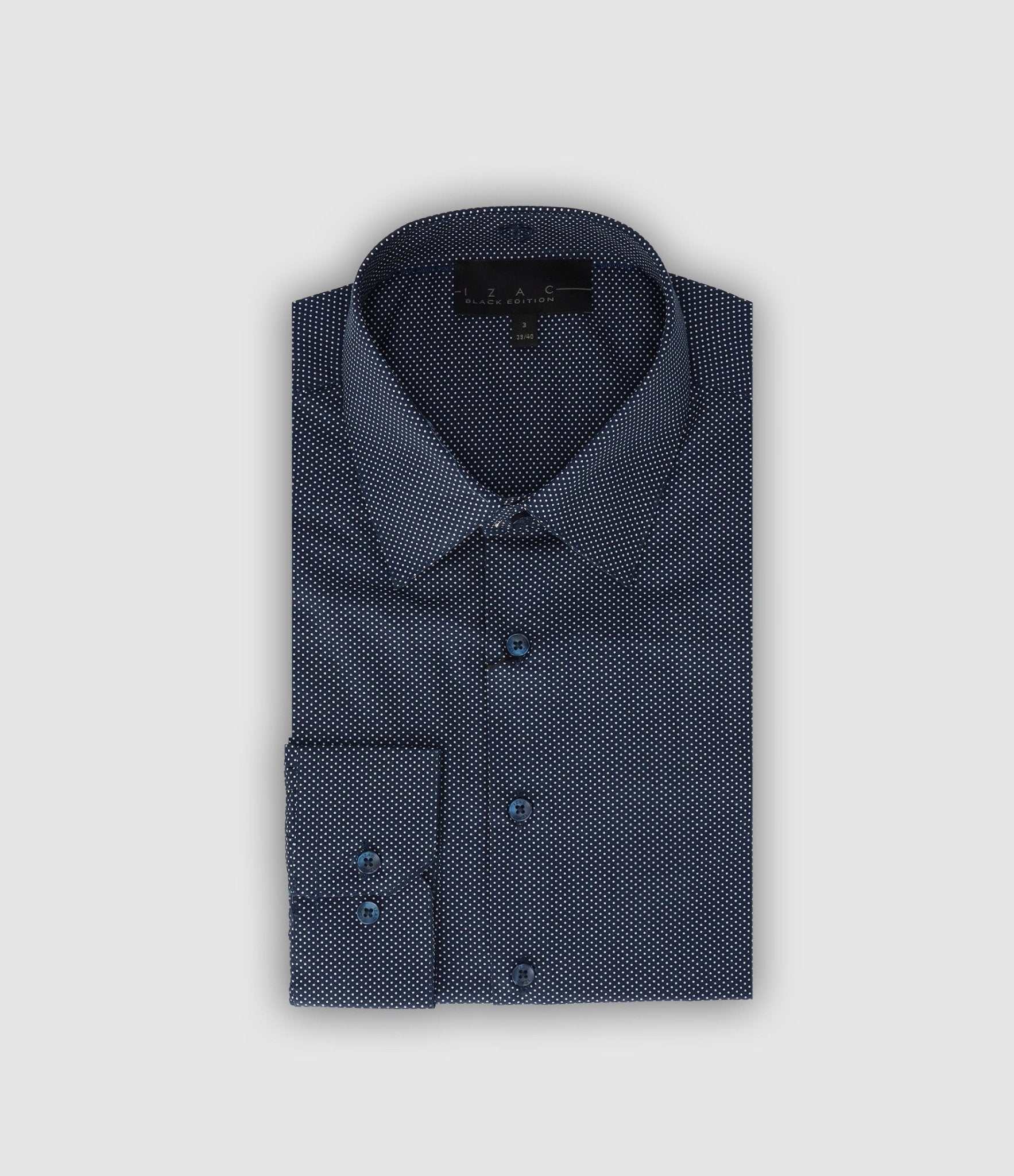Chemise slim imprimée marine blanc PATRICE - IZAC