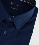Chemise slim unie marine PAULIN - IZAC