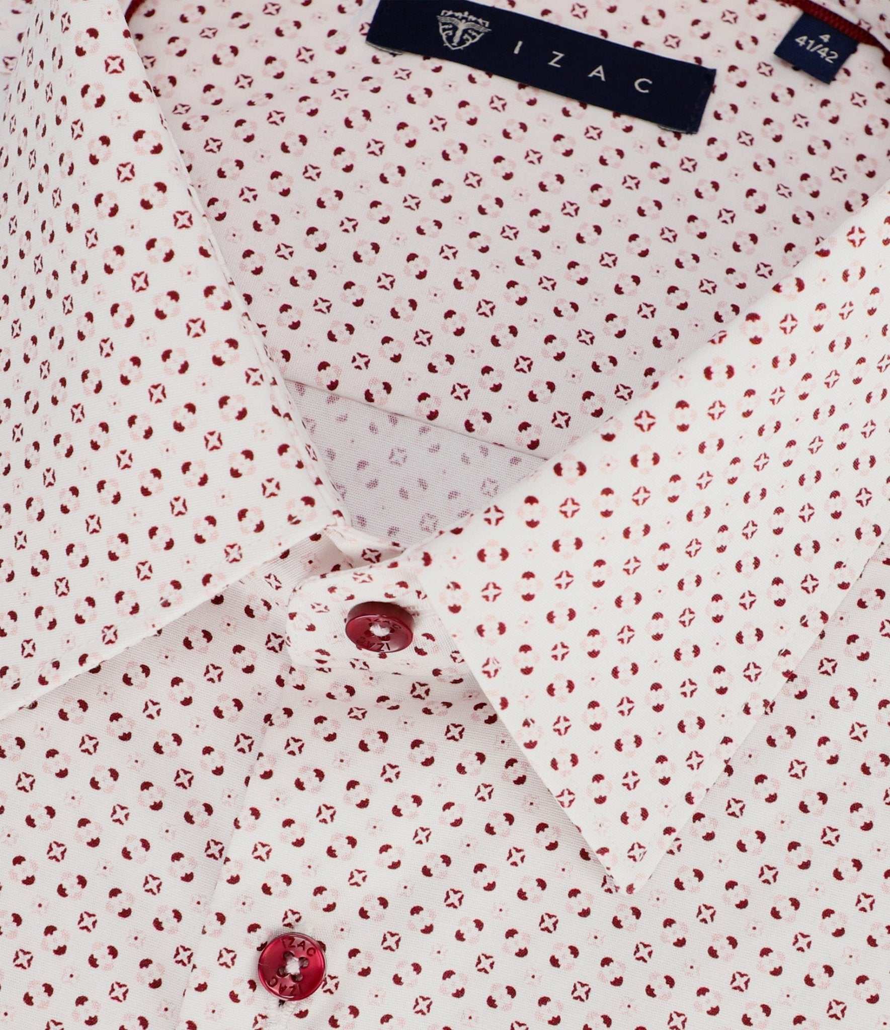 Chemise slim imprimée blanc rose et bordeaux PAUL - IZAC