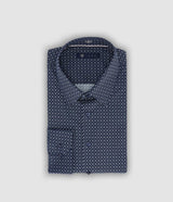 Chemise slim imprimée marine bleu gris PAUL - IZAC
