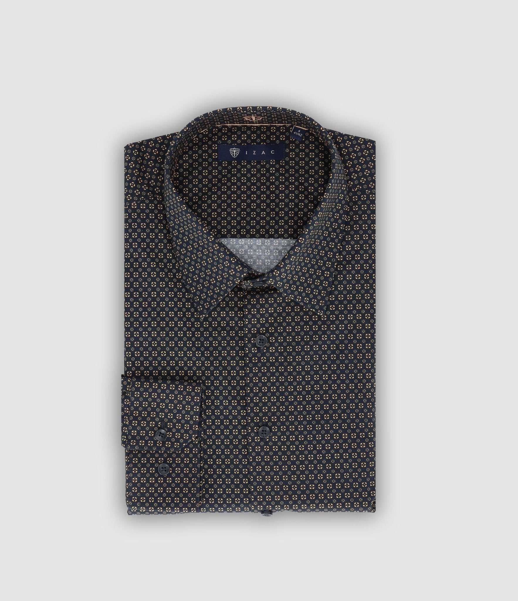 Chemise slim imprimée marine camel PAUL - IZAC