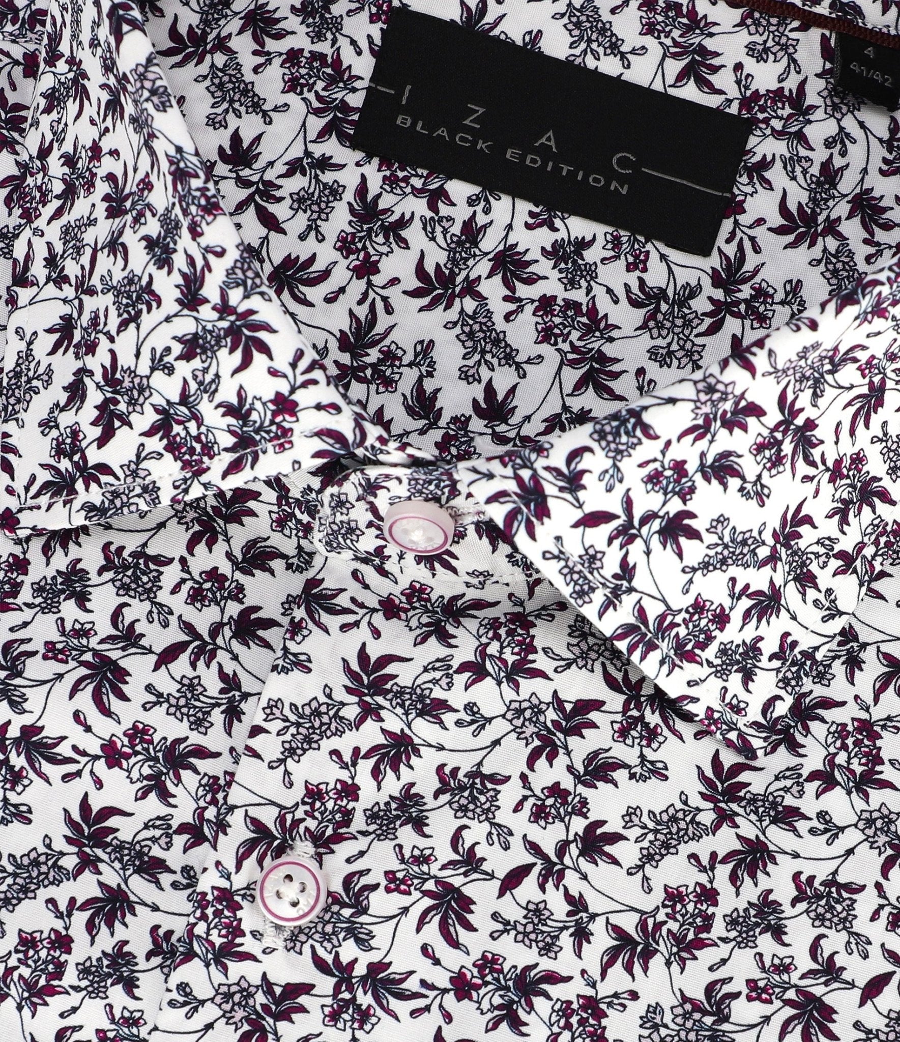 Chemise slim imprimée bordeaux PAVOT - IZAC