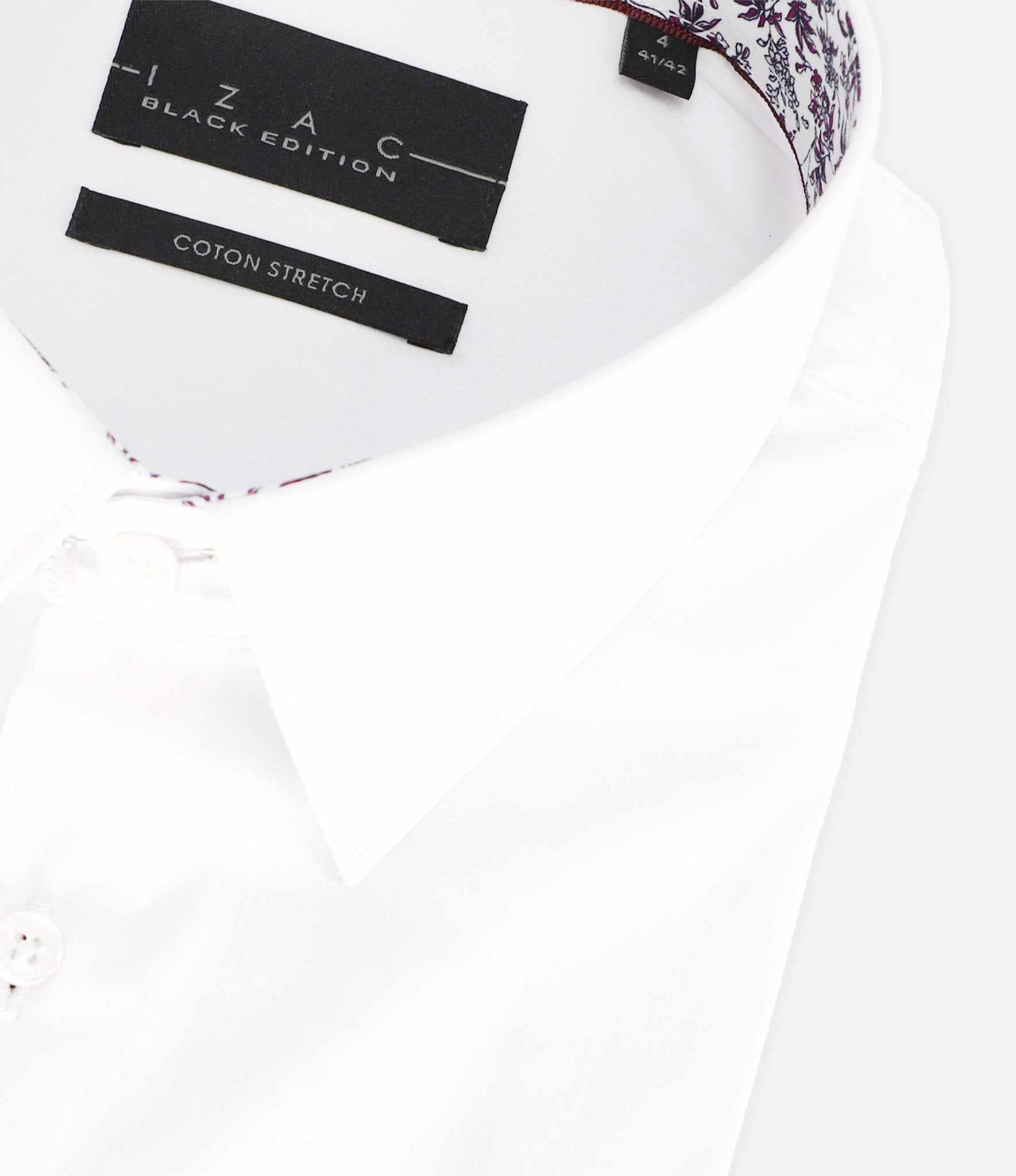 Chemise slim unie blanche et bordeaux PENY - IZAC