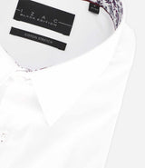 Chemise slim unie blanche et bordeaux PENY - IZAC