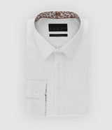 Chemise slim unie blanche et camel PENY - IZAC