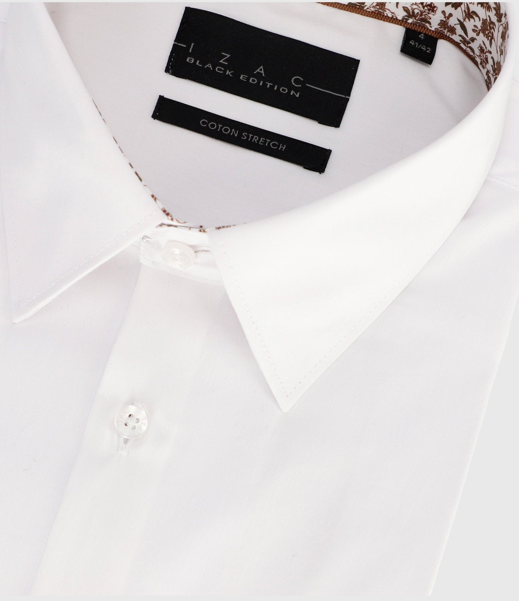 Chemise slim unie blanche et camel PENY - IZAC