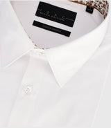 Chemise slim unie blanche et camel PENY - IZAC