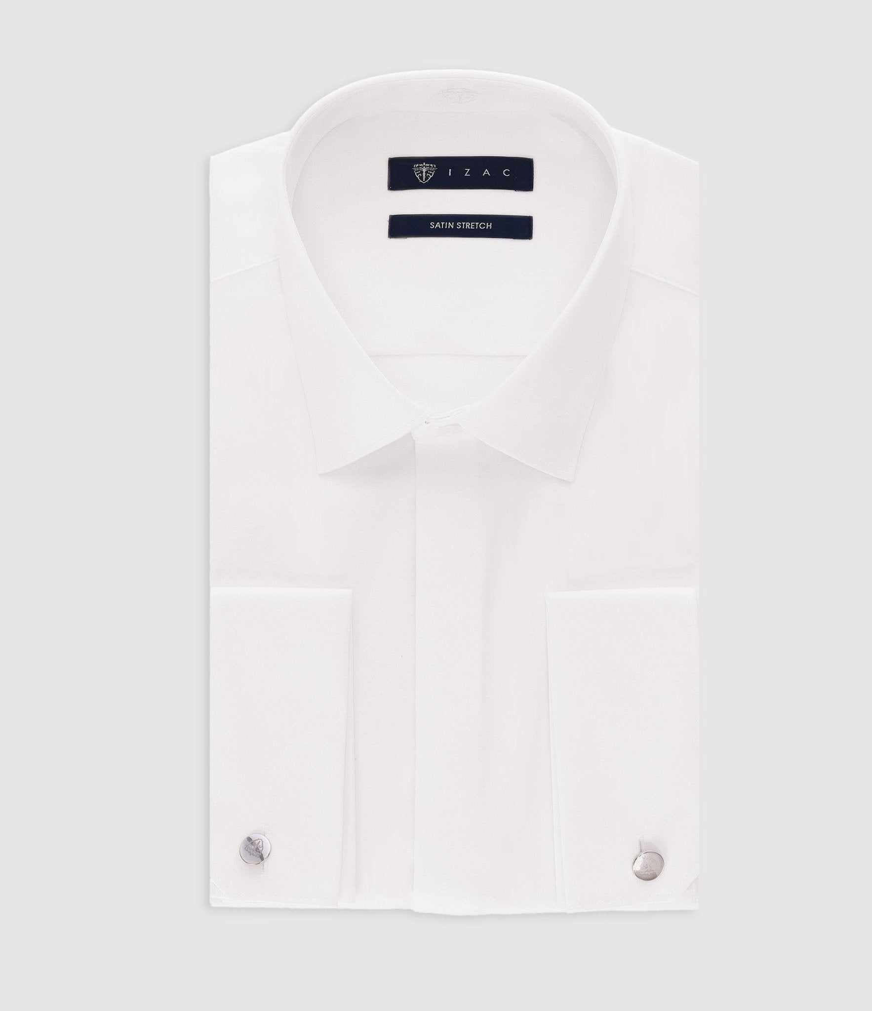 Chemise en satin stretch blanc STRETCHMS - IZAC