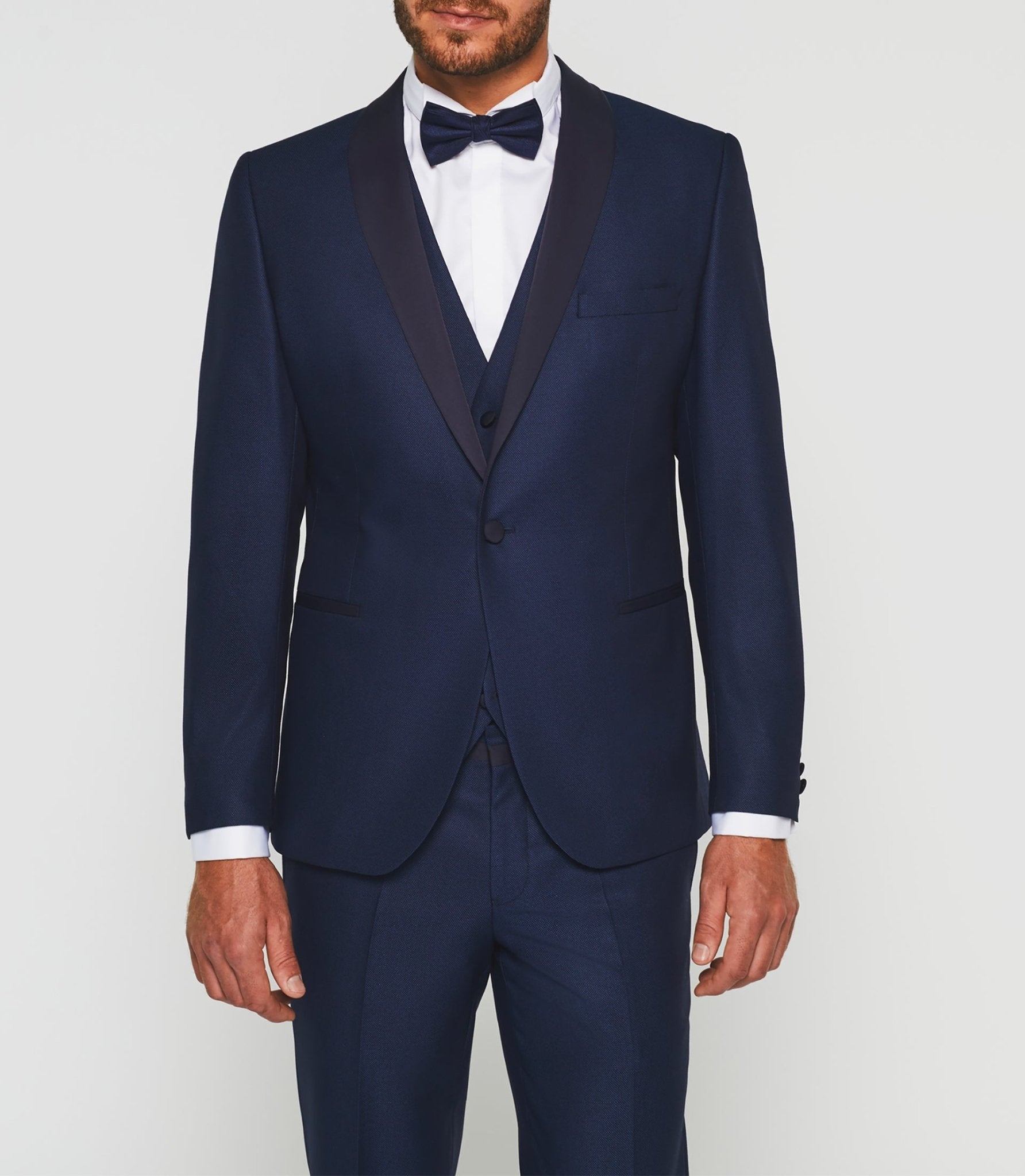 Costume cérémonie col châle bleu "Fabio" - IZAC