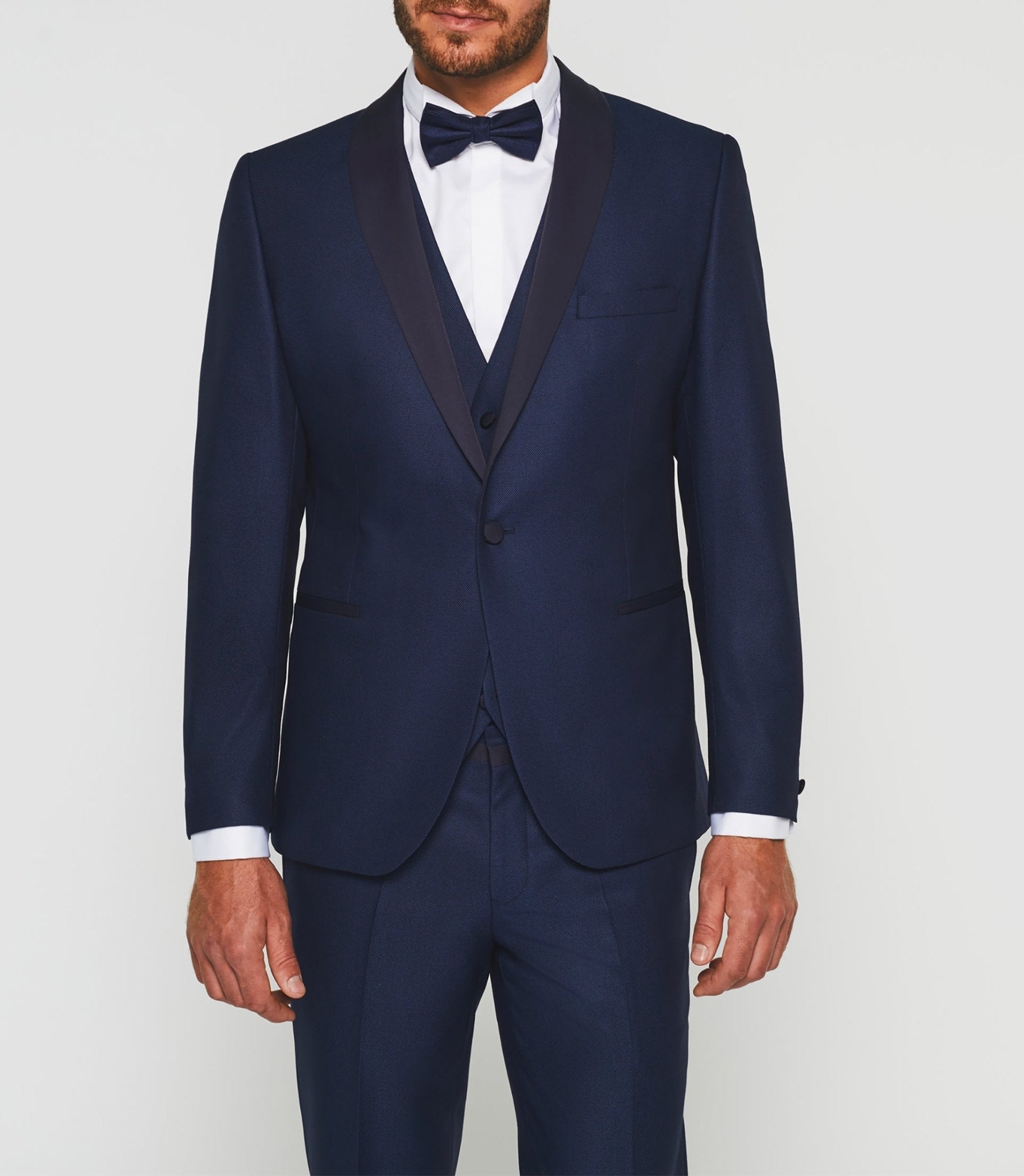 Costume cérémonie col châle bleu "Fabio" - IZAC