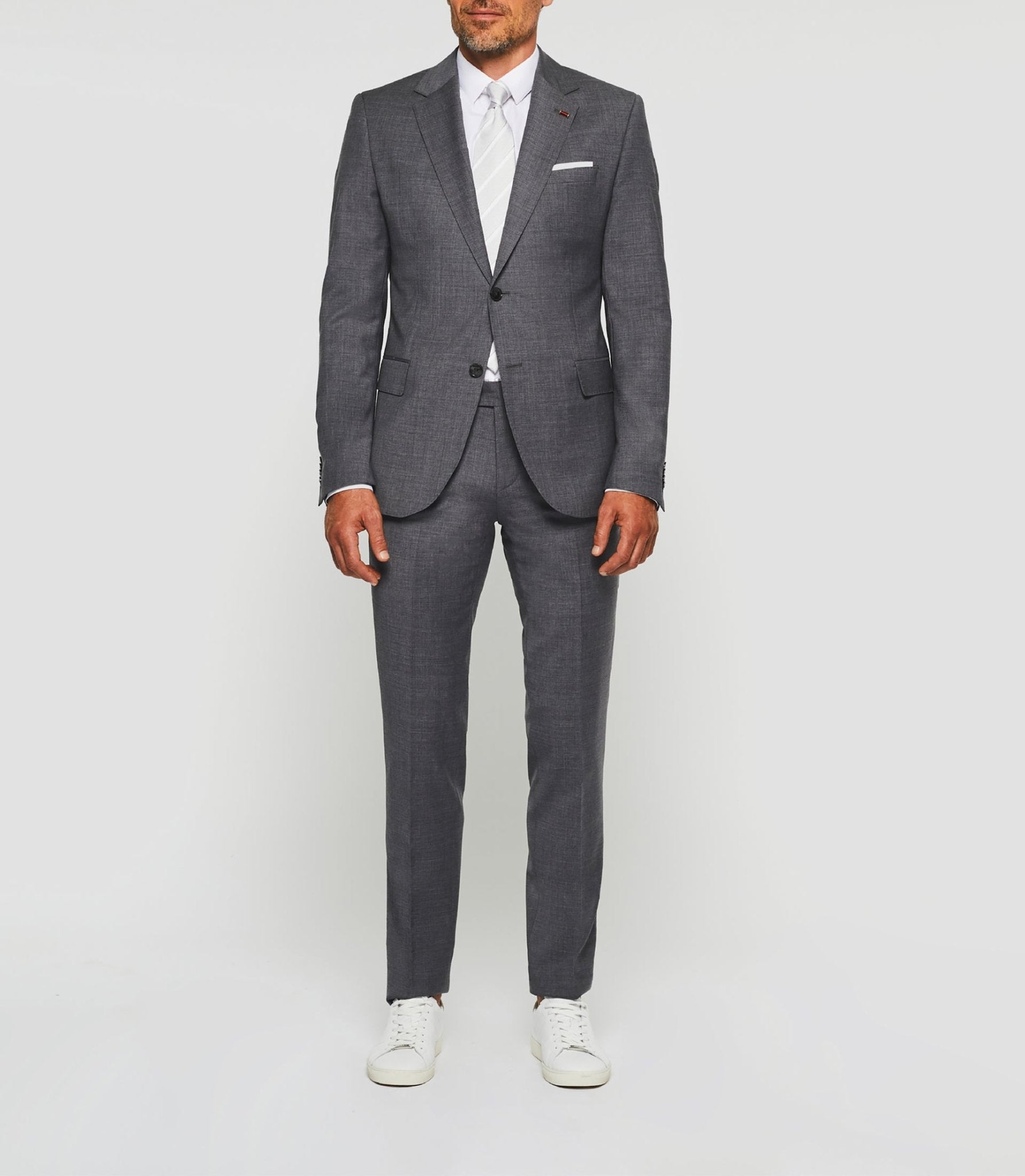 Costume 2 boutons laine gris moyen "Flatteur" - IZAC