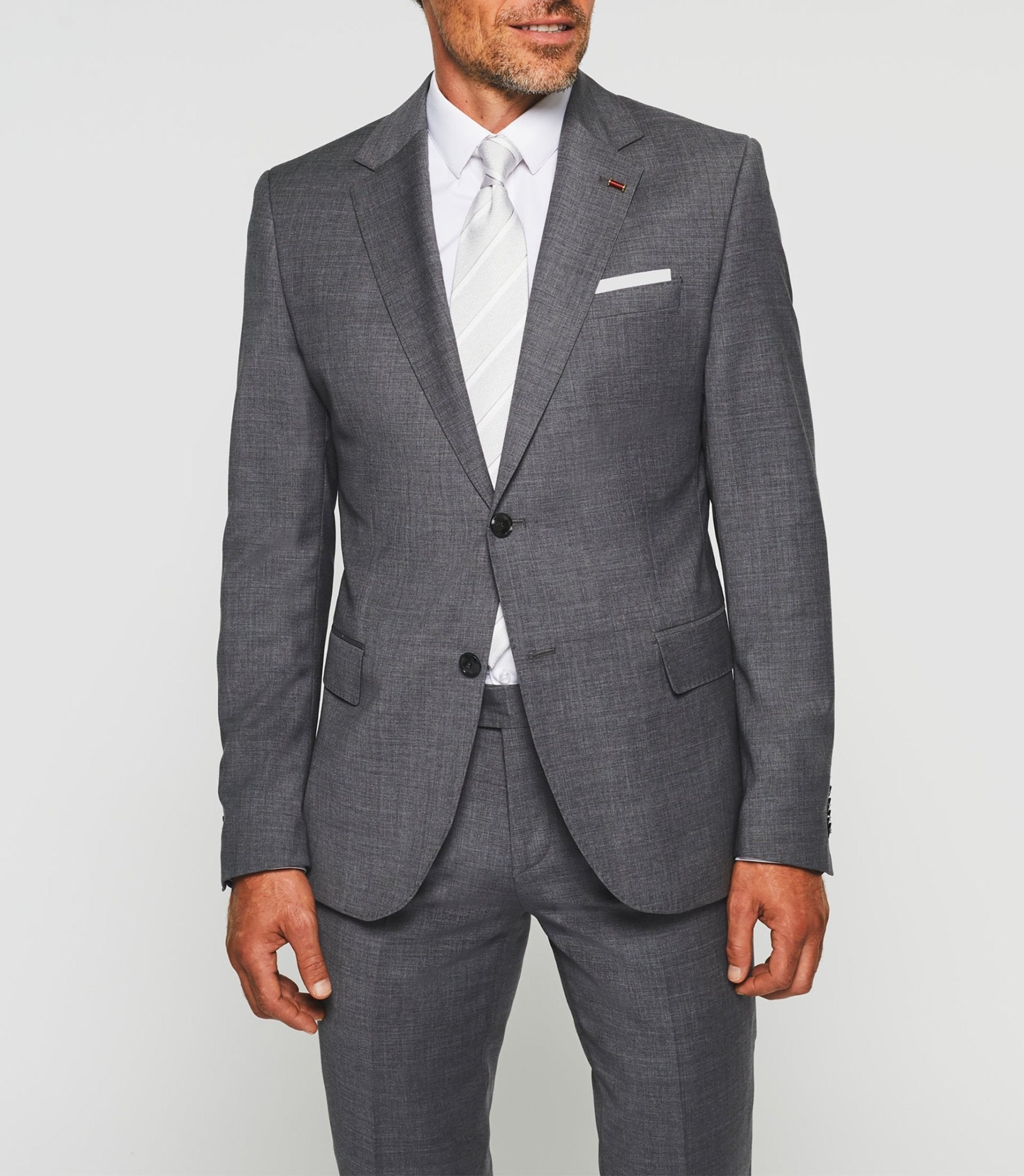 Costume 2 boutons laine gris moyen "Flatteur" - IZAC