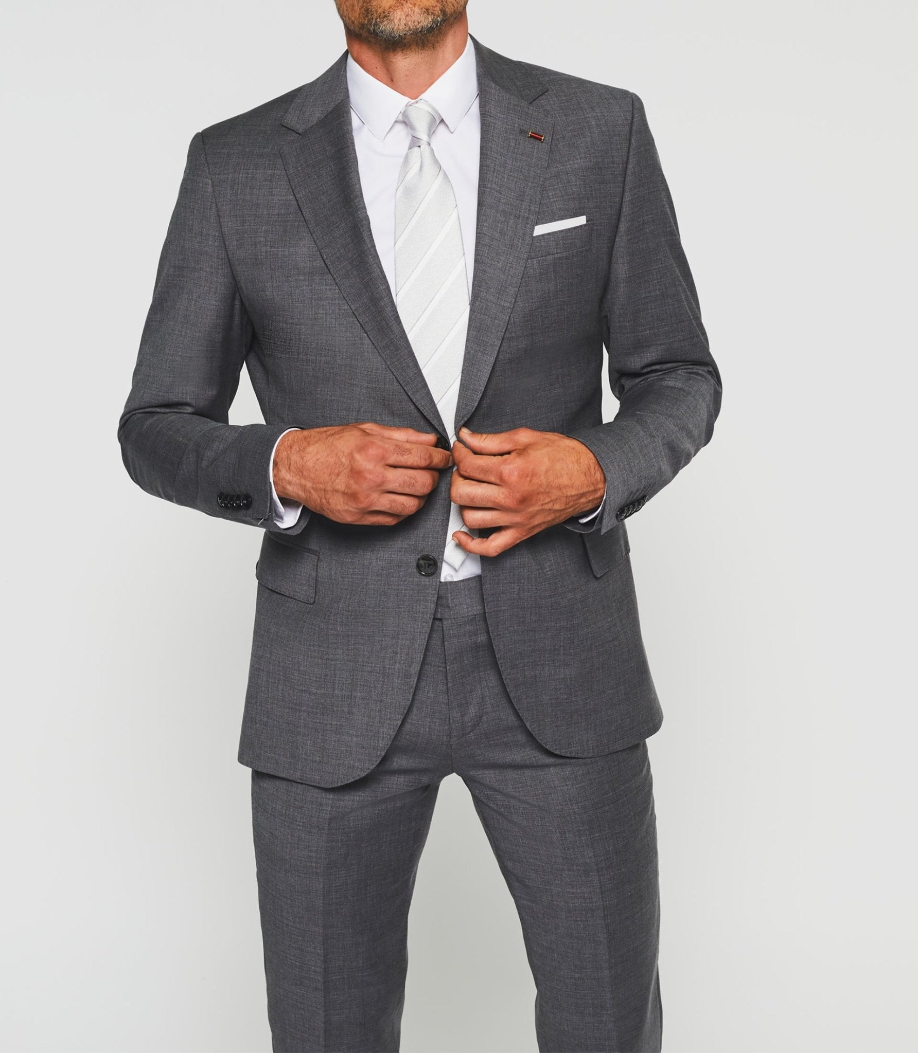 Costume 2 boutons laine gris moyen "Flatteur" - IZAC