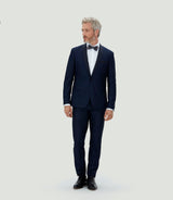 Costume cérémonie col châle bleu "Arpege" - IZAC