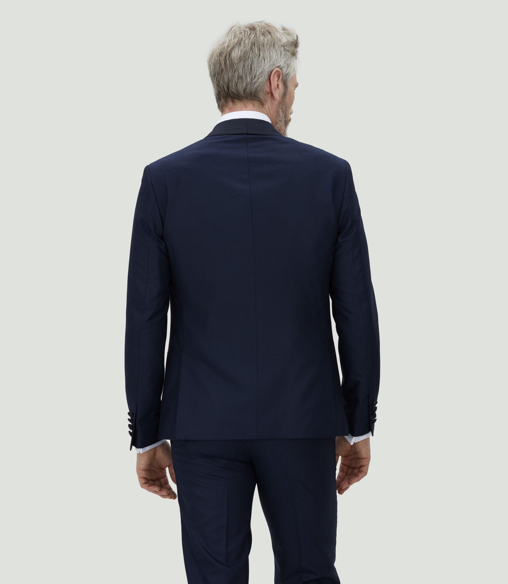 Costume cérémonie col châle bleu "Arpege" - IZAC