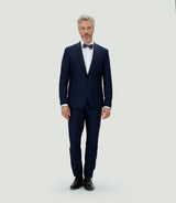 Costume cérémonie col châle bleu "Arpege" - IZAC