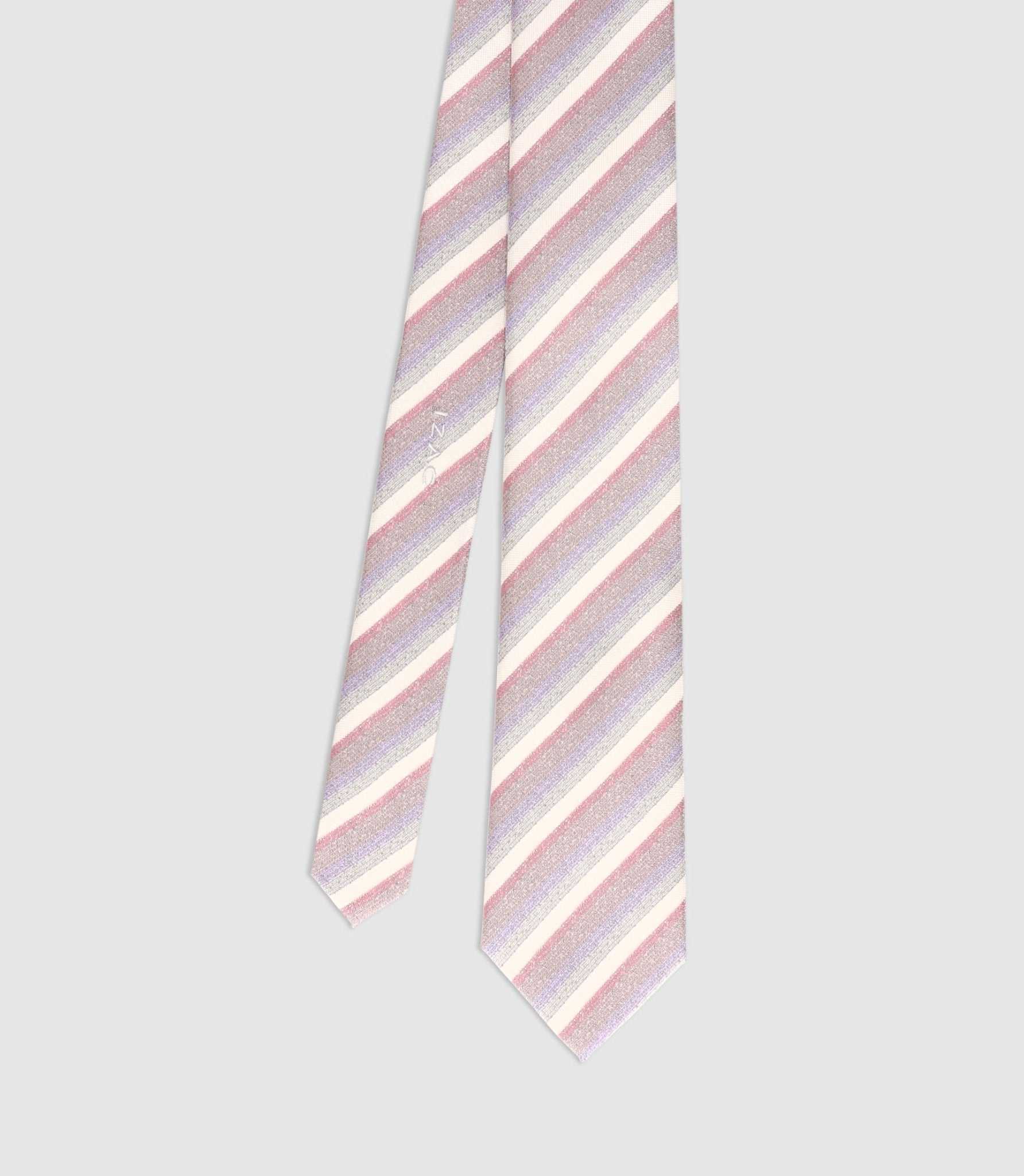 Cravate à rayures en soie rose - IZAC