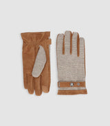 Gants en cuir bi - matière camel UGO - IZAC