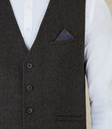 Gilet en tweed chocolat "Qualargo" - IZAC