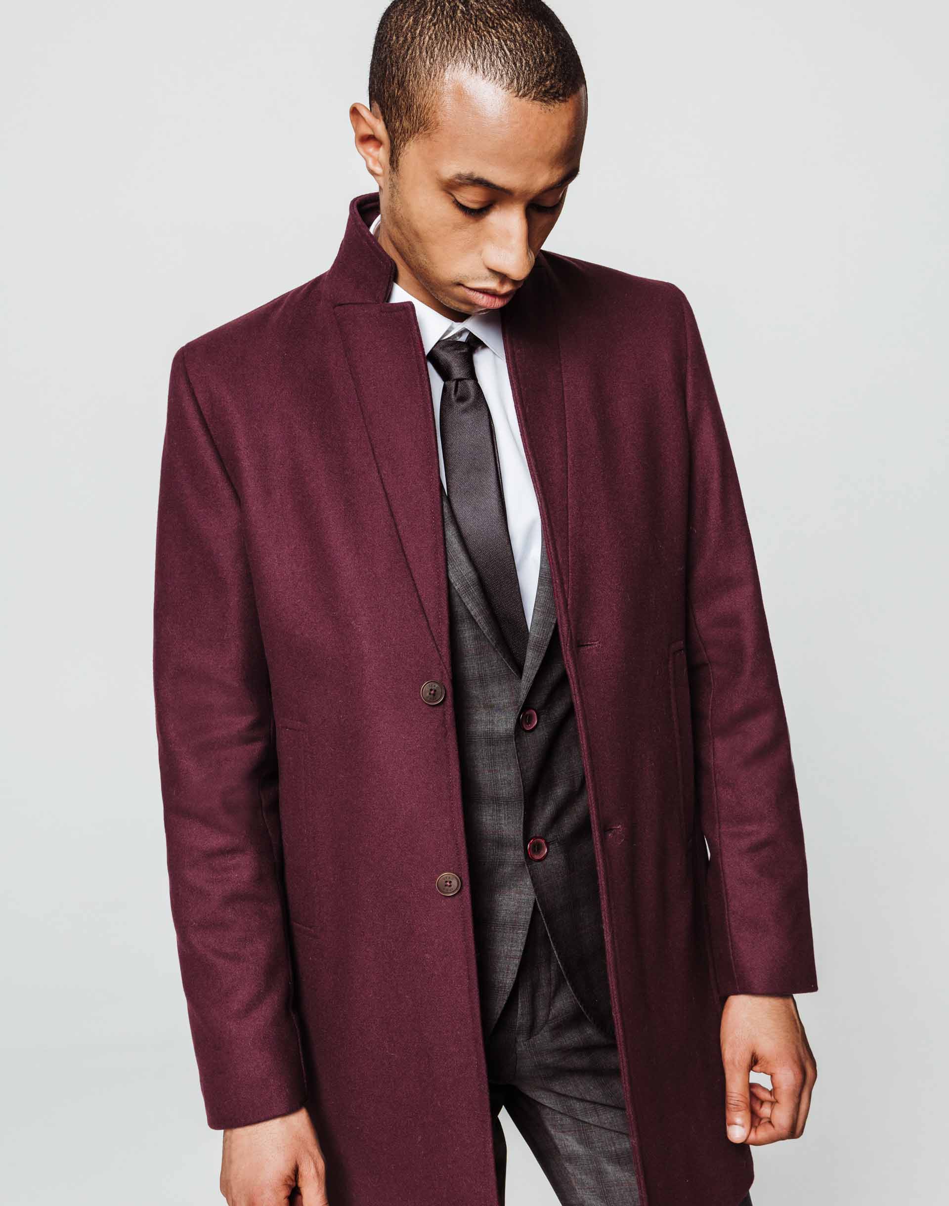 Manteau col revers bordeaux - IZAC